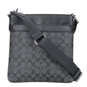 Coach Signature Shoulder Bag F54781 Leather Black and Grey Men's COACH